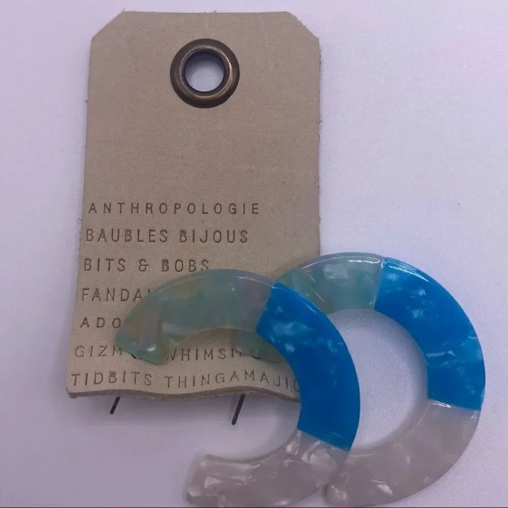 Anthropologie Blue Resin Hoops
